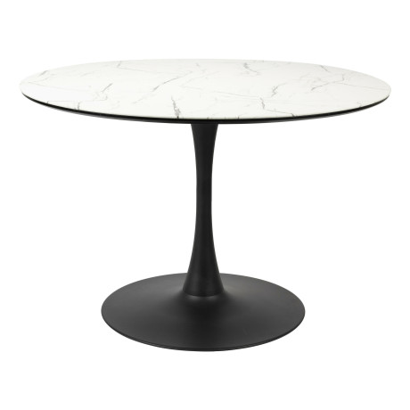 ZILT Ronde Eettafel 'Trisha' Marmerlook, 110cm, kleur Wit