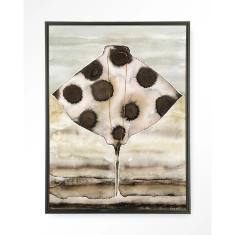 Urban Cotton Wandkleed 'Eagle Ray' 80 x 110cm in Floating Frame - black