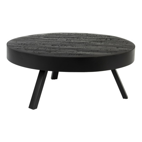 ZILT Ronde Salontafel 'Raudel' Teakhout, 74cm, kleur Zwart