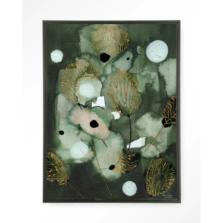 Urban Cotton Wandkleed 'Forest Flower' 80 x 110cm in Floating Frame - black
