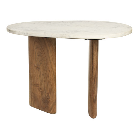 ZILT Bijzettafel 'Jama' Marmer en Acaciahout, 56 x 37cm