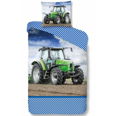good morning Kinderovertrekset Strong Katoen, 135x200, Rits, Omkeerbaar, Kind, Jongens, Tractor (2-delig)
