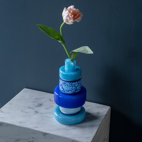 By-Boo Vaas 'Golas' Mondgeblazen glas, kleur Blauw