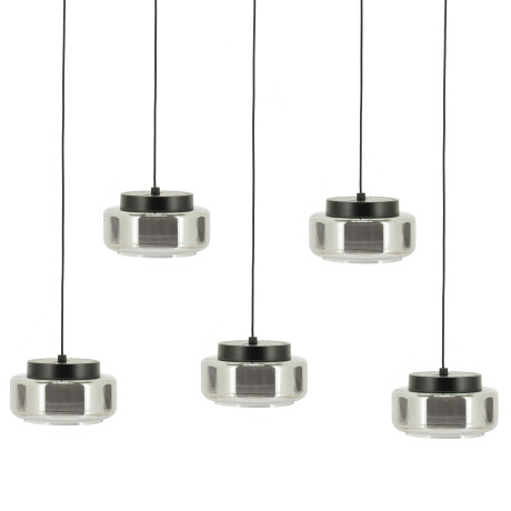 By-Boo Verstelbare Hanglamp 'Pivot' Glas, 5-lamps