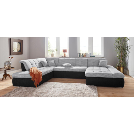 DOMO collection Zithoek PB Moric optioneel met slaapfunctie + armsteunverstelling, L-vorm XXL-formaat BxDxH: 353x216x80 cm, fijn doorgestikt patroon, incl. sierkussens