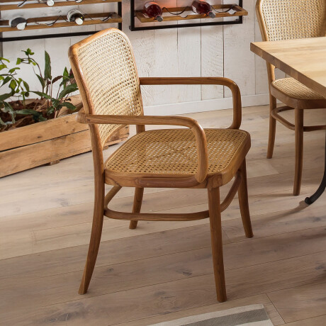 Artistiq Eetkamerstoel 'Takeshia' met armleuning, Teak en rotan