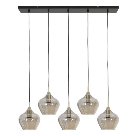 Light & Living Hanglamp 'Rakel' 5-Lamps, kleur Antiek Brons / Smoke