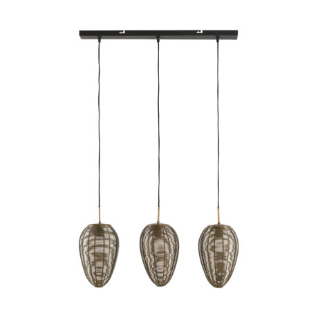 Light & Living Hanglamp 'Yaelle' 3-Lamps, kleur Antiek Brons/Mat Zwart