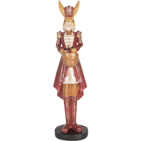 Clayre & Eef Decoratie Beeld Konijn 48 cm Beige Rood Kunststof