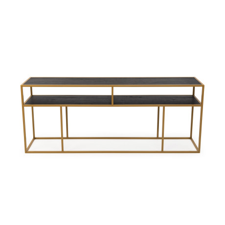 STALUX Side-table 'Teun' 200cm, kleur goud / zwart eiken