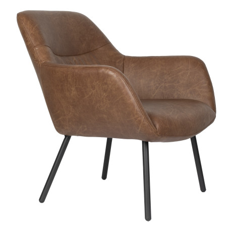 ZILT Fauteuil 'Tristan' Lederlook, kleur Bruin