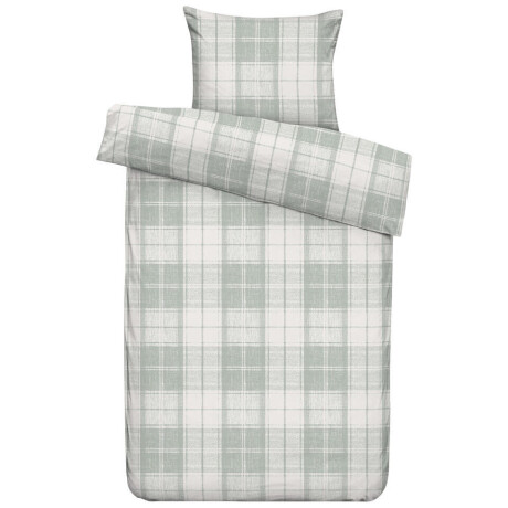 2e Halve Prijs Leen Bakker - Dekbedovertrek Laurens - Off-white/ - 140x200/220 Cm - Polyester/Katoen - Groen