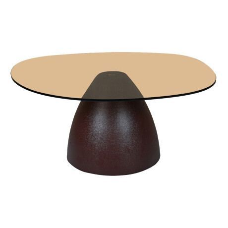 Sohome Organische Salontafel 'Jacky' Glas en gecoat staal, 86 x 76cm, kleur Bruin