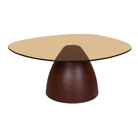 Sohome Organische Salontafel 'Jacky' Glas en gecoat staal, 86 x 76cm, kleur Burgundy