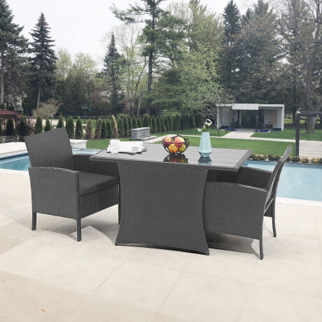 Artistiq Loungeset 'Telecia' Tafel + 2 stoelen, kleur zwart