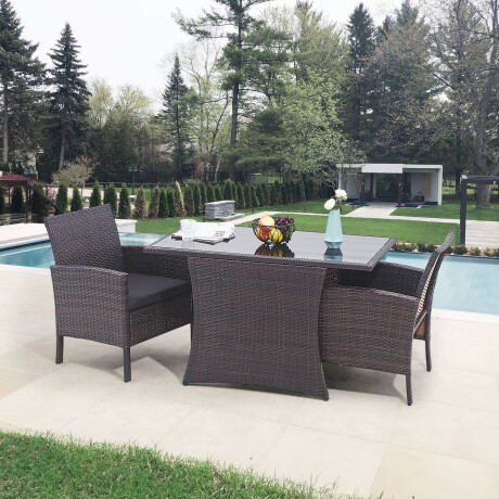 Artistiq Loungeset 'Tarah' Tafel + 2 stoelen, kleur bruin