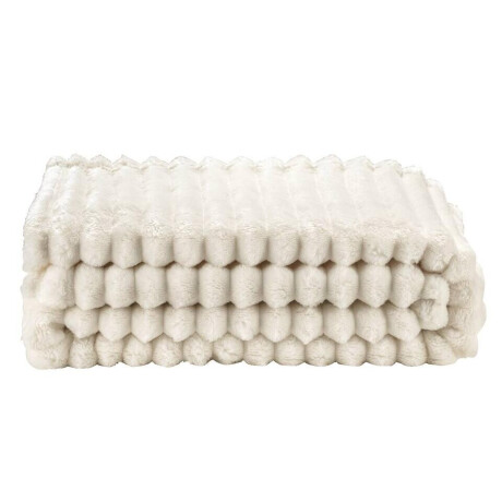 1+1 Gratis Leen Bakker - Plaid Zaira - Ecru - 130x170 Cm - Polyester - Wit