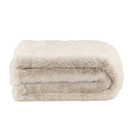 1+1 Gratis Leen Bakker - Plaid Donnie - Zand - 130x160 Cm - Polyester - Wit