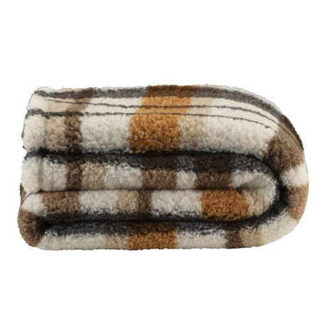 Leen Bakker - Plaid Teddy - Off-white - 130x170 Cm - Teddy/Polyester - Oranje#Multikleur#Wit