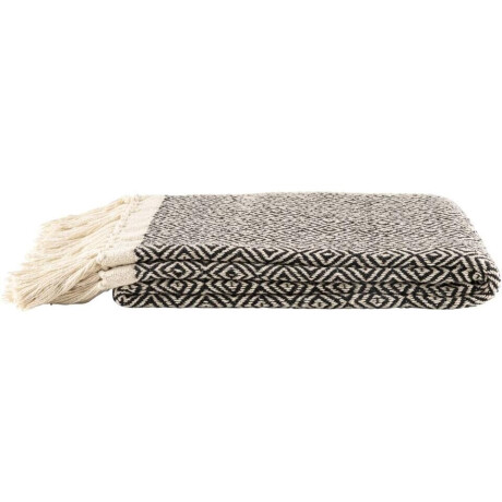 Leen Bakker - Plaid Karst - Zwart - 130x170 Cm - Katoen/Polyester - Crème#Zwart#Beige