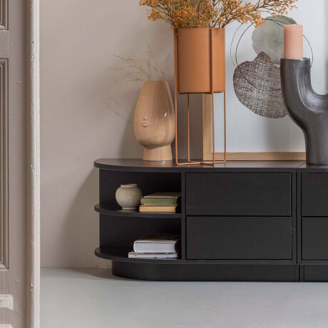 WOOOD TV-meubel 'Finca' Links, Mat zwart, 78cm