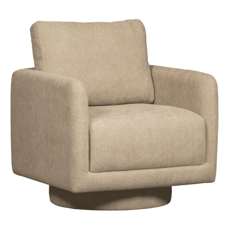 WOOOD Draaifauteuil 'Oscar' Chenille, kleur Naturel