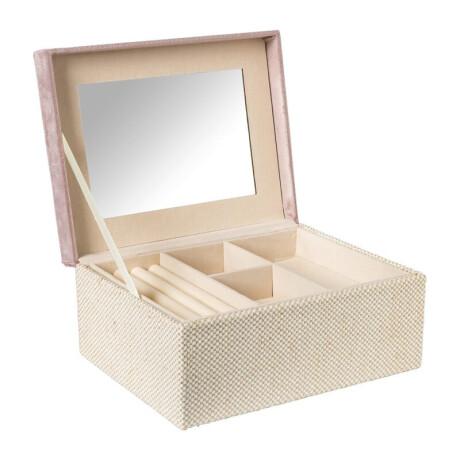 Sieradendoos met spiegel - lichtroze - 28x19.5x11 cm