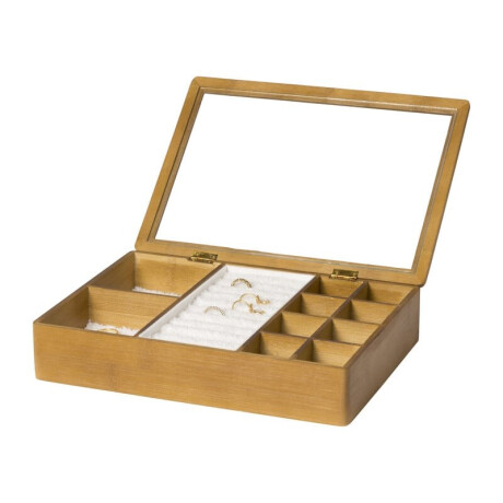 Sieradendoos met teddy - bruin/wit - 12 vakken