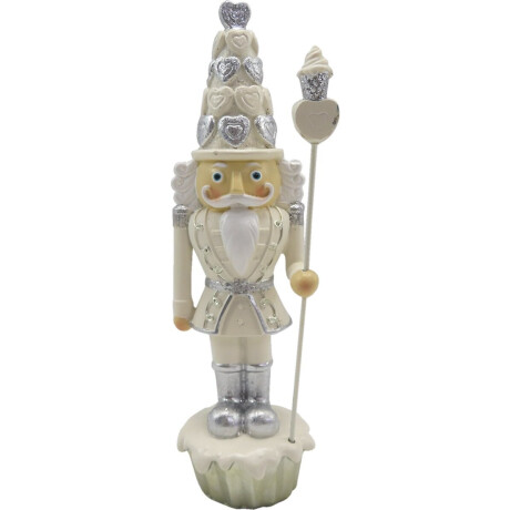 Clayre & Eef Beeld Notenkraker 16 cm Wit Zilverkleurig Kunststof