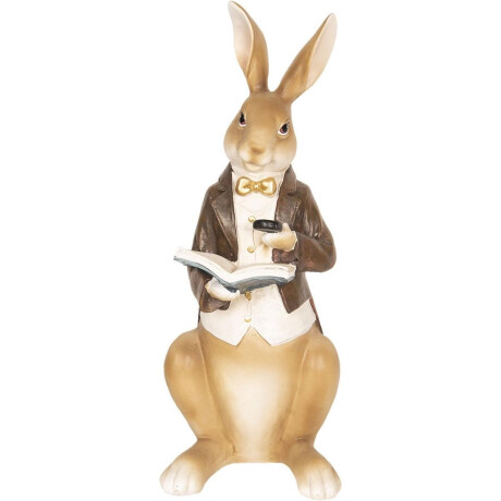 Clayre & Eef Beeld Konijn 15x13x40 cm Beige Bruin Kunststof