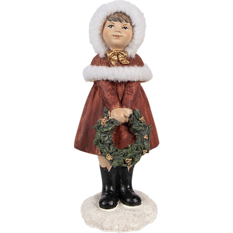 Clayre & Eef Beeld Kind 13 cm Rood Polyresin