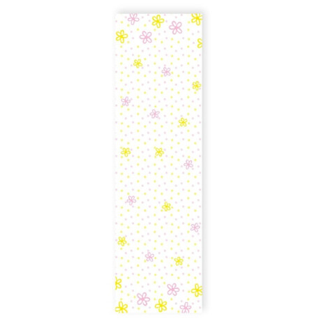 Tafelkleed bloem - wit/roze/geel - papier - 138x220 cm