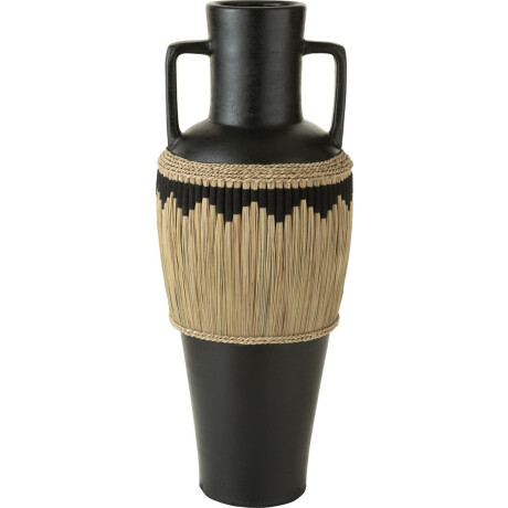 J-Line vaas Motief + Handvaten - terracotta/gras - zwart/naturel - 100 cm hoog