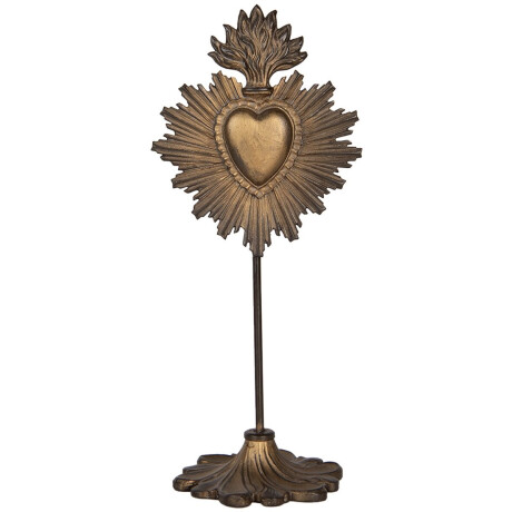 Clayre & Eef Decoratie Beeld 10x8x23 cm Goudkleurig Kunststof Heilig Hart