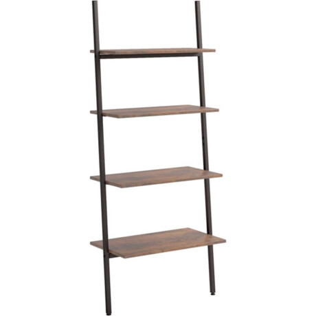 vidaXL - Ladderrek - met - 4 - schappen - 64x34x150,5 - cm - donkerbruin - en - zwart