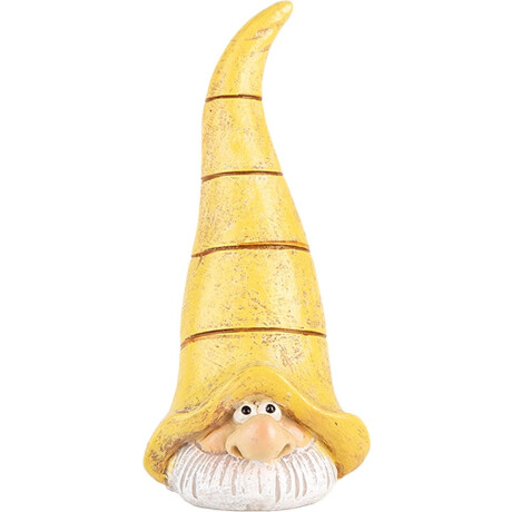 Clayre & Eef Decoratie Beeld Kabouter 4x4x8 cm Geel Kunststof