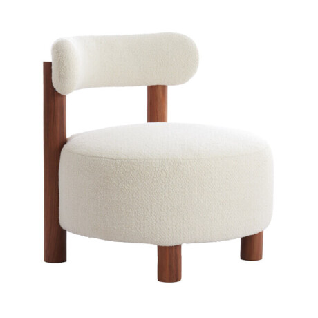 Light & Living Fauteuil 'Ferentino' Acaciahout en Bouclé, kleur Crème