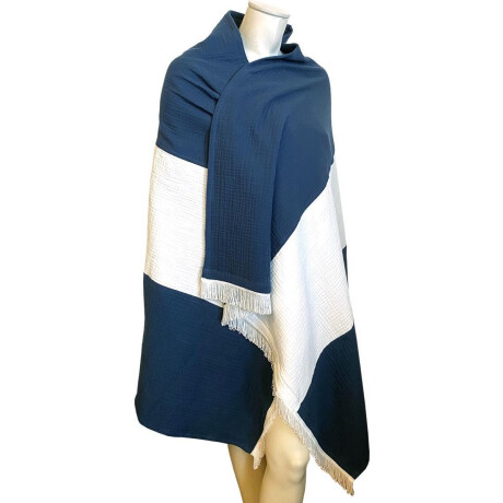 Rotterdams Handwerk - ZEEZACHT - hammamdoek  - saunadoek - strandlaken - omslagdoek - blauw - wit - 100% katoen - hydrofiel - handdoek