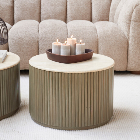 Rivièra Maison Ronde Salontafel 'Villanova' Travertin en mangohout, Ø60cm