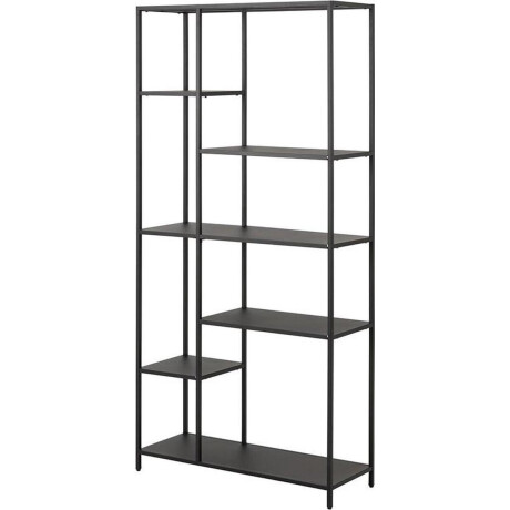 Lisomme Roy Boekenkast Zwart - Metaal - Industrieel - Open Kast met Vakken - Wandkast - Asymmetrisch - 79,5 x 30 x 165 cm