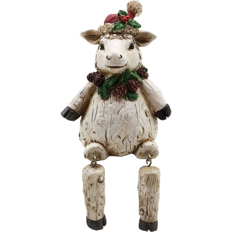 Clayre & Eef Beeld Schaap 7*7*10 cm Grijs Kunststof Woonaccessoires beeld decoratie Decoratieve Accessoires