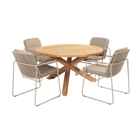 Taste by 4 Seasons Diningset Prado Parma Latte 5-delig Teak Ø130 cm