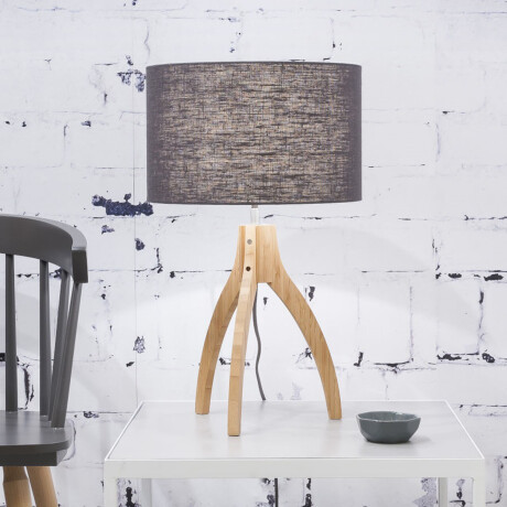 Good&Mojo Tafellamp 'Annapurna' Bamboe en Eco linnen, kleur Donkergrijs