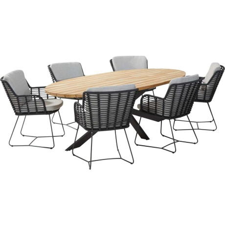 4 Seasons Outdoor Tuinset Fabrice antraciet Prado Teak-Anthracite 240 cm