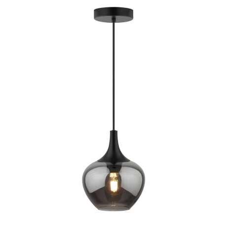 Leen Bakker - Hanglamp Lola - Smoke Metaal/ - 150xØ19 Cm - Glas - Zwart
