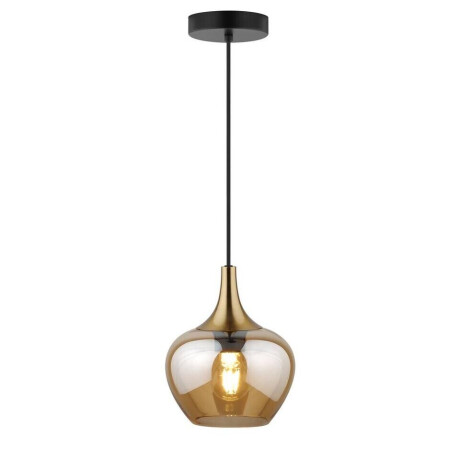 Leen Bakker - Hanglamp Lola - Amber Metaal/ - 150xØ19 Cm - Glas - Bruin