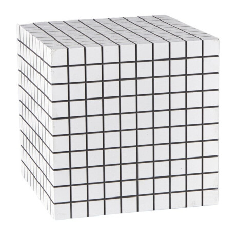 Bijzettafel kubus checks - wit - 30x30x30 cm