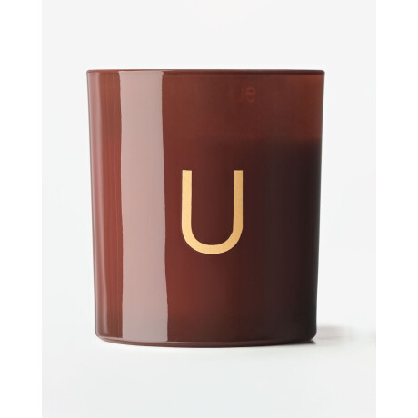 HEMA HEMA Kaars In Glas ⌀8x9cm Letter U (cognac)