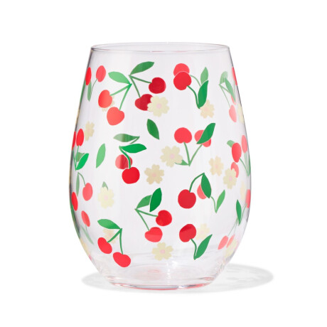 HEMA HEMA Waterglas 550ml Kersenprint Roze