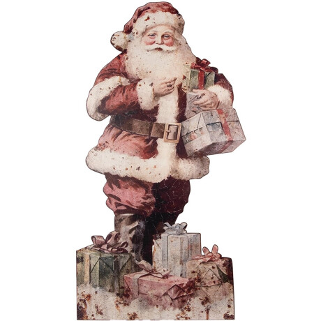 Clayre & Eef Decoratie Beeld Kerstman 50x2x96 cm Rood Metaal